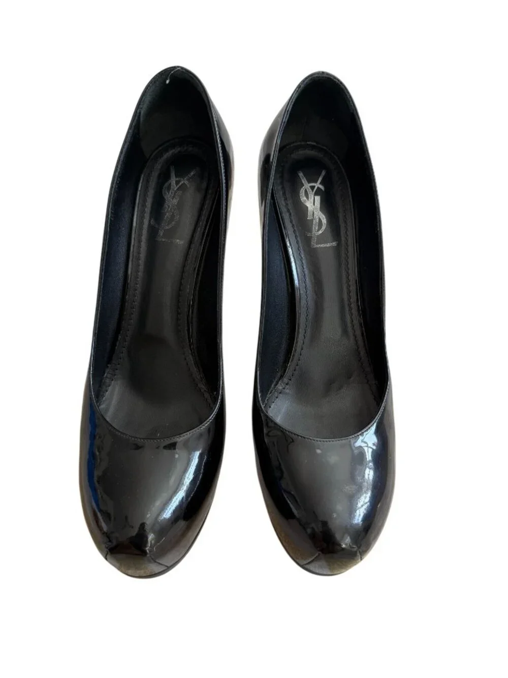 SAINT LAURENT Tribtoo Black Patent Leather Platform Heels Size 40.5 / US 10.5